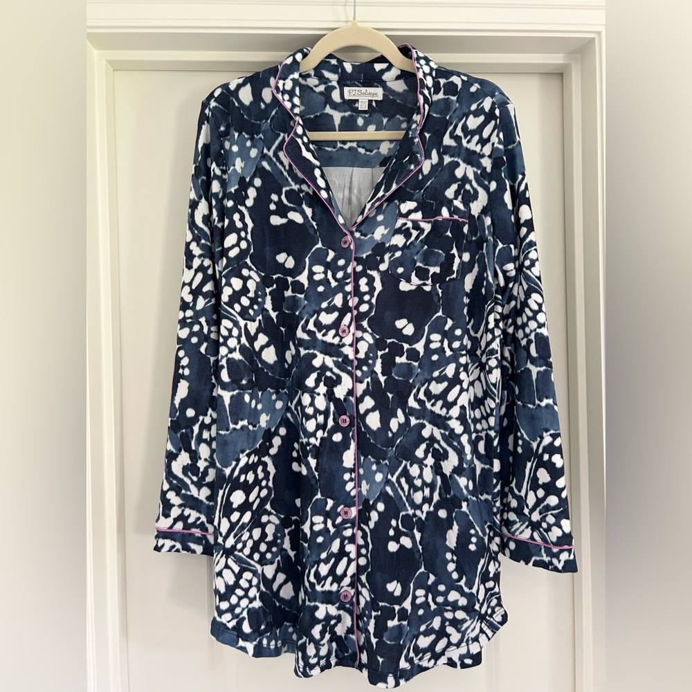 P.J. Salvage Navy and White Button Down Shirt